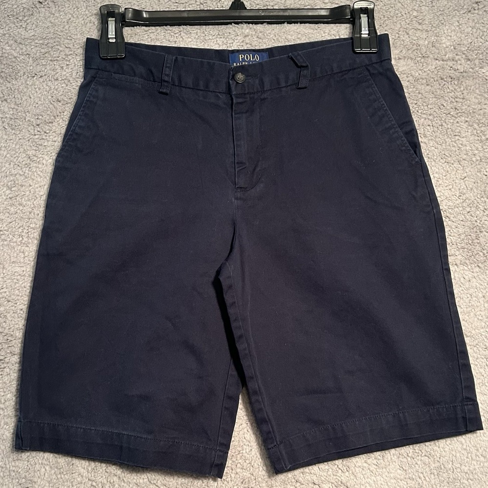 POLO Ralph Lauren Navy Bermuda‎ Shorts Boy's 18 Flat Front Chinos
